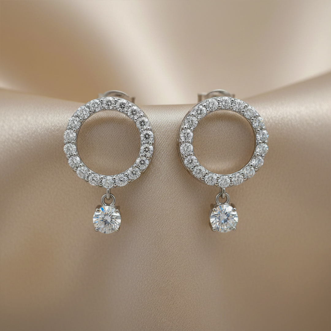 Round  Diamond Drops Earrings